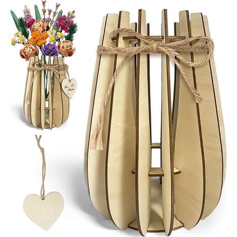 Soporte De Madera - Para Vaso De Flores Lego 10313 - Para Colección Botánica - Para Rosas Tulipanes Y Girasoles - 15 X 15 Cm (1/5)
