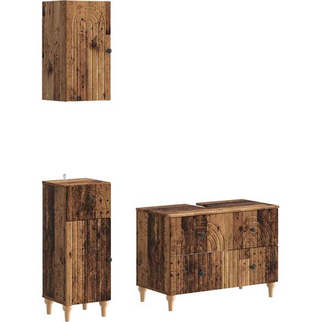 Maison Exclusive - Set di armadietti da bagno in 3 pezzi ALKMAAR Legno antico (1/5)