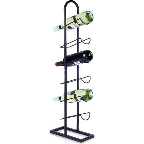 Schwarzes Metall-Weinregal für 6 Flaschen, Spirituosenregal, 84 cm