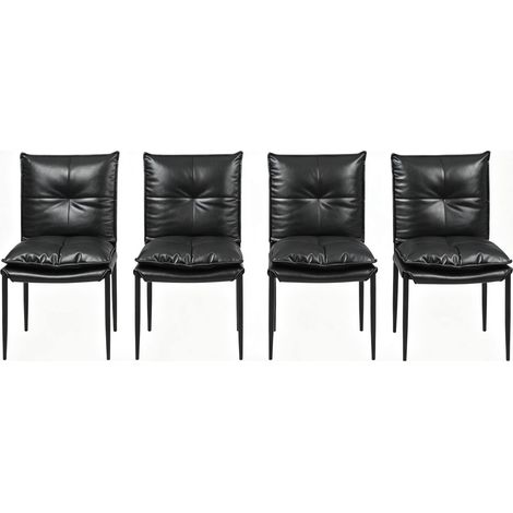 4 gepolsterte Esszimmerstühle schwarz Kunstleder Metall 48x55x87 cm MODENUIT (1/5)
