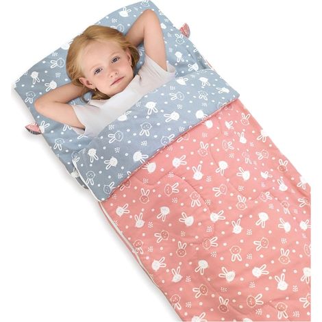 Tapis de Sieste pour Tout-Petits avec Couverture Amovible, Tapis de Sieste pour Enfants d'âge préscolaire et garderie, Sac Couchage pour Enfants, 25.51x66.93 Pouces,Style 1 (1/5)