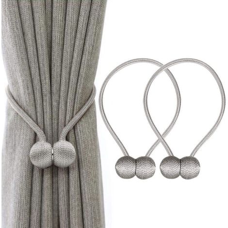 Magnetische Gardinenhalter, geflochtene magnetische Gardinenhalter, Schlaufen-Gardinenhalter (Grau)