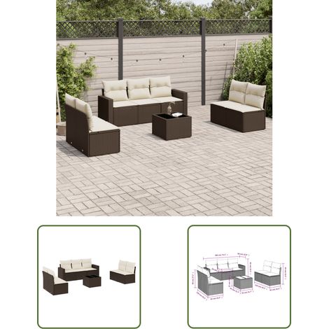 vidaXL Salon de jardin 8 pcs avec coussins marron résine tressée (1/3)