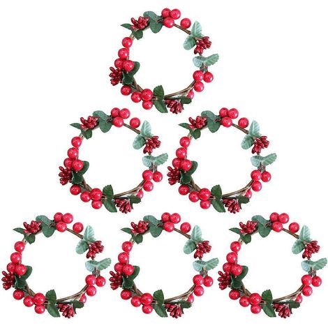 Weihnachtskerzenhalter mit Beerenkranz, Kerzenring aus Glas, Teelichthalter, dekorativ für Zuhause, Hochzeit, Wohnzimmer, Schlafzimmer