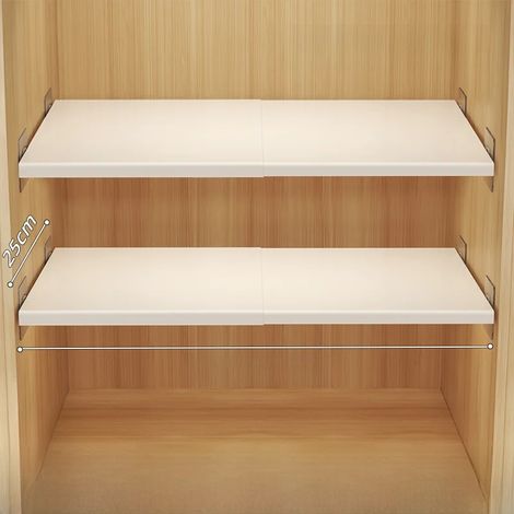 (Lot de 2 étagères extensibles en acier au carbone haute résistance, largeur 25 cm, longueur 50-80 cm) - Solution de rangement mural multi-niveaux pour vêtements - Style simple (1/5)