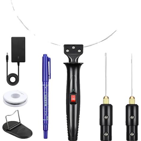 Herramienta para cortar espuma, 18 W de potencia, se calienta hasta 150 ℃ en 10 segundos, incluye 3 cuchillas intercambiables, interruptor de seguridad de encendido/apagado, diseño fácil de usar. (1/5)