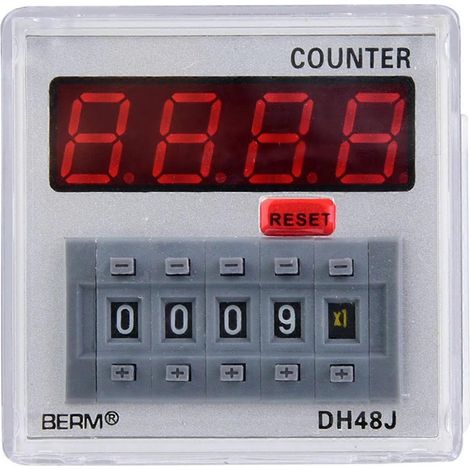 DH48J‑A Digitaler Zähler mit Verzögerungszeitrelais, LED-Anzeige 1‑999900, 11-polig (24V AC/DC)