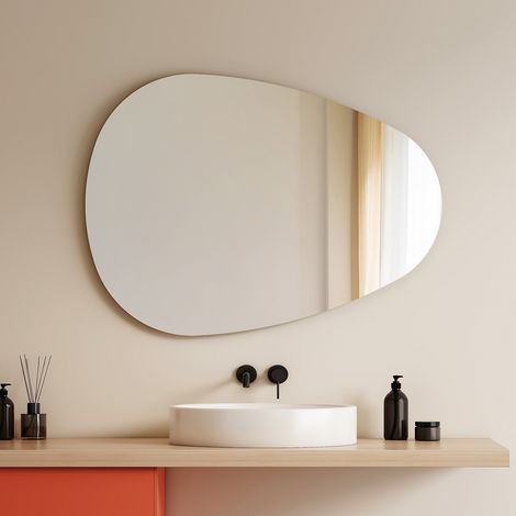 EMKE Asymmetrischer Badspiegel 60x80cm Badezimmer Spiegel Dekorative Wandspiegel