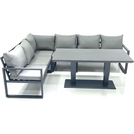 Fimous Aluminum Outdoor Garden Furniture Set Corner Sofa Adjustable Rising Lifting Dining Table Sets Dark Grey (1/5)
