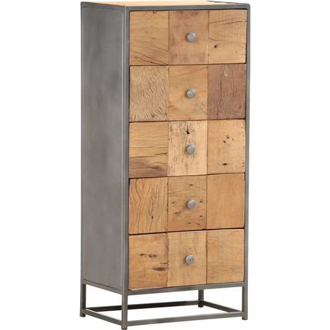 Cómoda vintage estilo antiguo 45 x 30 x 100 cm espacio de almacenamiento sólido de madera reciclada marrón 020046475 (1/5)