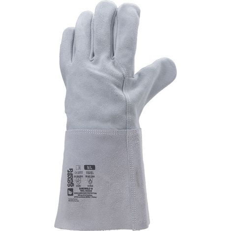 Lotto di 10 paia di guanti da saldatura EUROWELD 140 TIG CROUTE BOVINO MANICOTTO 15CM 2514 Taglia 9 (1/2)