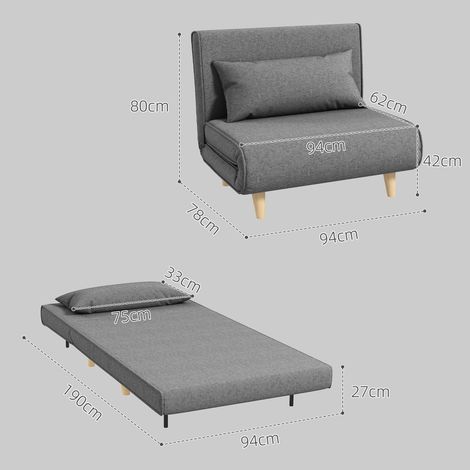 Petit canapé-lit pliant style scandinave dossier modulable gris neutre dimensions 95x95x80cm (1/4)