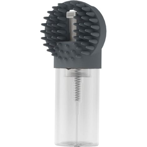 Brosse de bain en silicone 2-en-1 pour chiens et chats, dotée de picots massants doux et nettoyants en profondeur pour éliminer efficacement la saleté et les poils morts (Gris)