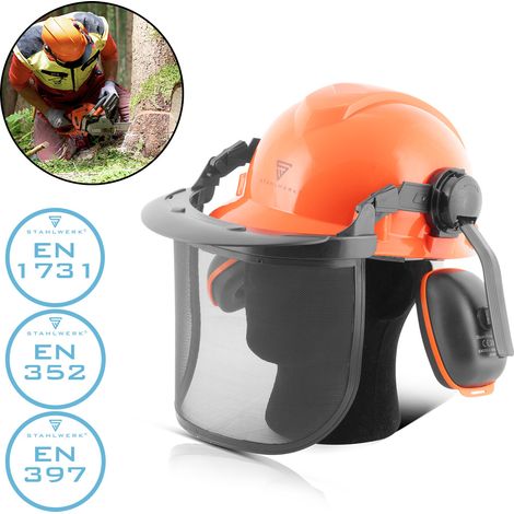 STAHLWERK Elmetto forestale  FH-100 ST con visiera protezione per l'udito EN397