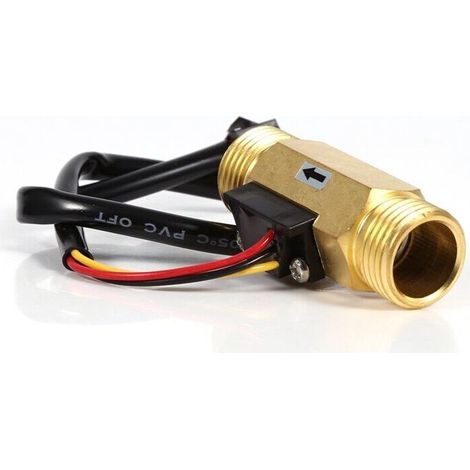 Capteur de Débit d'eau Débitmètre Fluidmètre Interrupteur de débit d'eau 60mm G1/2 in Fil de cuivre Liquide Compteur 1-30L/min