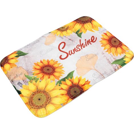 Tapis de Bain Doux et Absorbant Antidérapant Tournesol en Polyester, 61x43 Cm pour Salle de Bain et Entrée Intérieure (1/5)