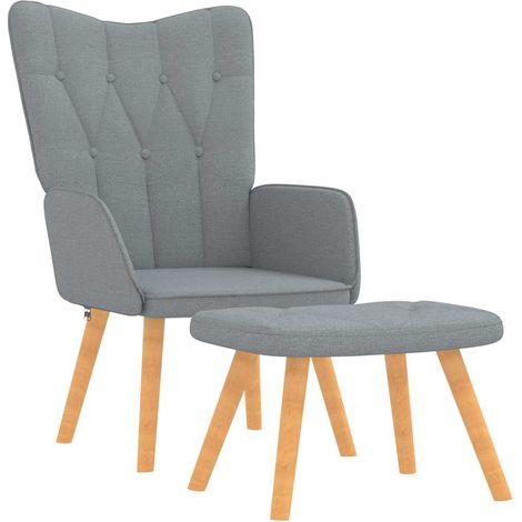 Maison Exclusive - Relaxsessel mit Hocker Hellgrau Stoff