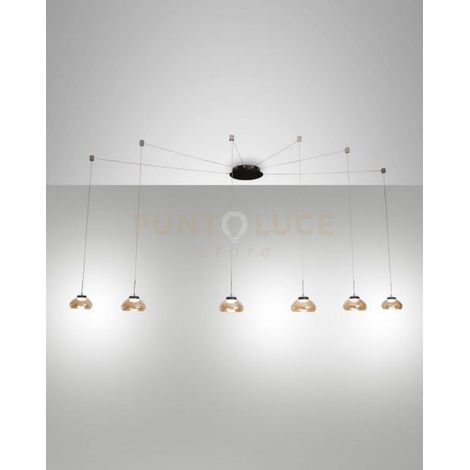 ARABELLA SOSPENSIONE AMBRA 6 LUCI A LED 3000K - 48W - 4530 lm DIMMERABILE SMART C/ACCESS.