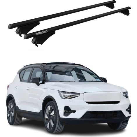 Menabo Dachträger Grundtäger kompatibel mit für Volvo EX40 2024-2026 Aluminium 75kg Schwarz 2tlg Geschlossene Reling für Fahrradträger, Dachboxen, Skiträger Abschließbar (1/5)