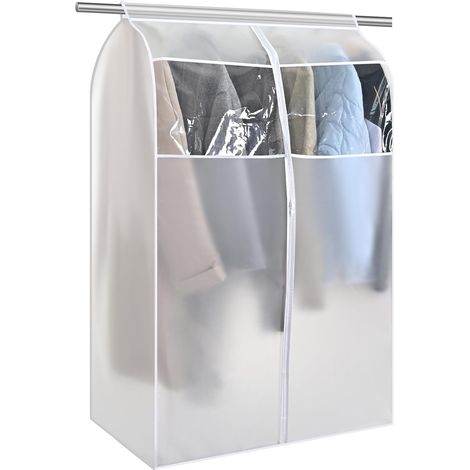 Housse anti-poussière PEVA pour cintres - 80 x 60 x 120 cm - Transparente - Housse de protection imperméable avec fermetures éclair pour le rangement et le transport (1/5)