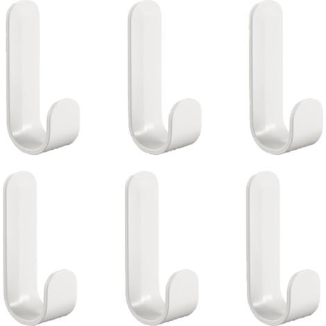 Crochets adhésifs, 6 crochets en plastique, crochets muraux adhésifs, crochets porte-serviettes, pour cuisine, salle de bain, salon, blanc (1/5)