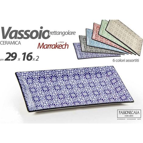 Trade Shop - MARRAKECH RECHTECKIGES TABLETT 29X16X2CM DELUXE MEHRZWECK 6 FARBEN KERAMIK 771675 - (1/3)