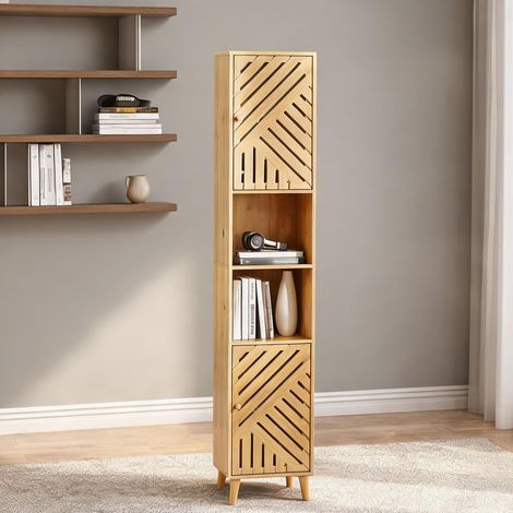 Meuble de rangement haut en bambou et panneaux de particules 32 (1/5)