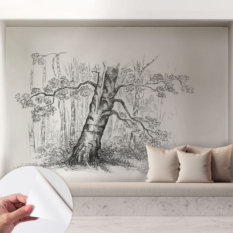 Carta da parati autoadesiva - impermeabile - murale da parete - decorazione murale - Albero della foresta 208x146 cm (1/5)