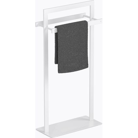 BATHBAZAAR - Porte-serviettes COMPACT en inox mat blanc