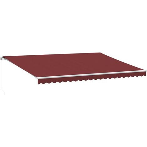 Store banne rétractable manuellement avec éclairage LED, bordeaux, 500 x 350 cm (1/2)