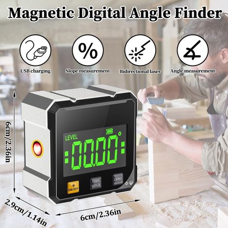Niveau laser numérique magnétique 4 faces double laser IP54 étanche, inclinomètre LCD précis pour menuiserie et peinture (1/5)