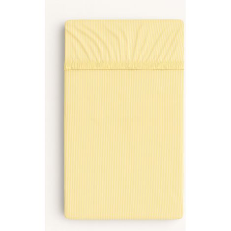Sábana bajera de algodón para cuna 120x60 cm - rayas amarillas (1/4)