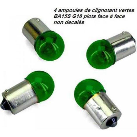 Ampoule One pour Auto BA15S G18 12V 10W verte par 4 Neuf (1/2)