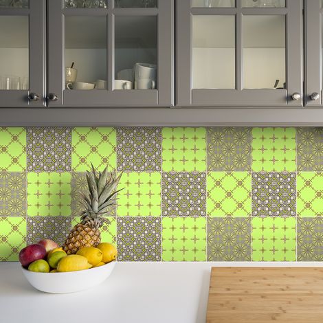 Sticker Mural Carrelage adhésif Cuisine Salle de Bain - 24 STICKERS CARRELAGES AZULEJOS TIMEO - 24stickers10x10cm (1/5)