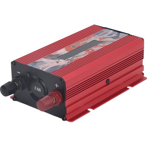 Onduleur Solaire 2000W pour Voiture, Convertisseur Sinus Modifié 12V/24V vers AC 220V, Prise USB 2.0A, Ventilateur de Refroidissement et Écran LCD (Style Chinois), Rouge DC12V (1/5)