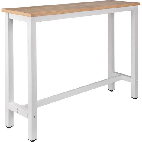 WOLTU Tavolo Bar 140 CM da Pranzo Cucina in Metallo e Legno Tavolino Caffè Alto Rovere+bianco (1/6)