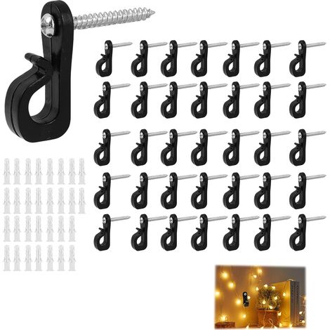 35 x Black Screw Hooks, Hooks, Hooks for Hanging Christmas Lights at Home, Screw Hooks for Outdoor Lights, Hooks for String Lights (1/5)