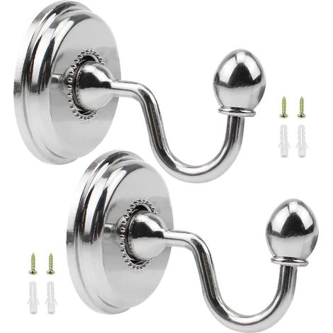 Une Pièce Rideau Cravate Crochet Métal U Boule Rideau Cravate Porte-Rideau Avec Fixations Murales Pour Suspendre Rideau Vestes Parapluie Clé Cintre-Argent-4.56cm (1/2)