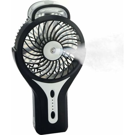 Mini ventilador portátil USB con nebulizador personal - Batería recargable - Ventilador de mano para el hogar, la oficina y viajes - Negro (1/5)