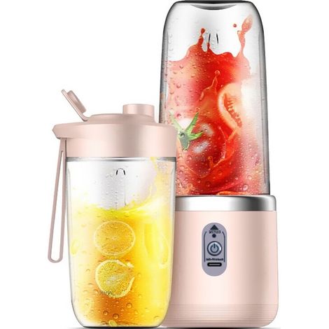Extracteur de jus portable rechargeable à 6 lames - Verrouillage facile, compatible avec différentes marques - Rose (1/5)