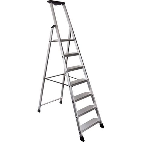 Aluminium-Trittleiter - 7 Sprossen XL (11 cm) - 3,42 m Profi