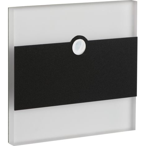 Luminaire LED escalier - Détecteur PIR - Encastré mural - Noir - 75x75mm (1/5)
