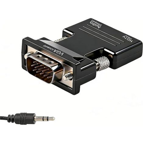 Convertisseur HDMI vers VGA avec Audio 1080p, Adaptateur HDMI Femelle vers VGA Mâle avec Câble Audio 3,5 mm, Adaptateur de Vidéo pour PC Ordinateur Portable Xbox HDTV (1/5)