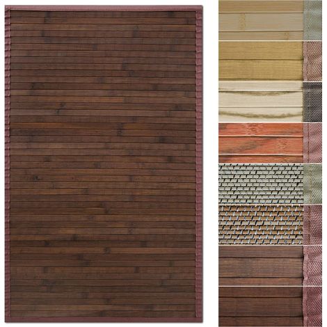 Tapis en bambou avec bord en tissu Design naturel 160 x 230 cm, Oak
