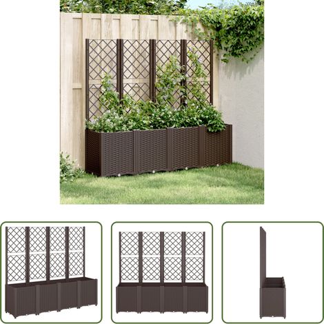 Spalier - Pflanzkübel mit Rankgitter Braun 160x40x140 cm PP (1/5)