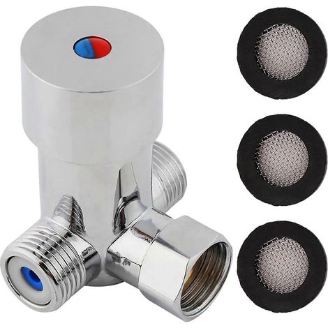 Mitigeur thermostatique eau chaude/eau froide avec raccord G 1/2" pour robinets de lavabo de salle de bain (1/4)