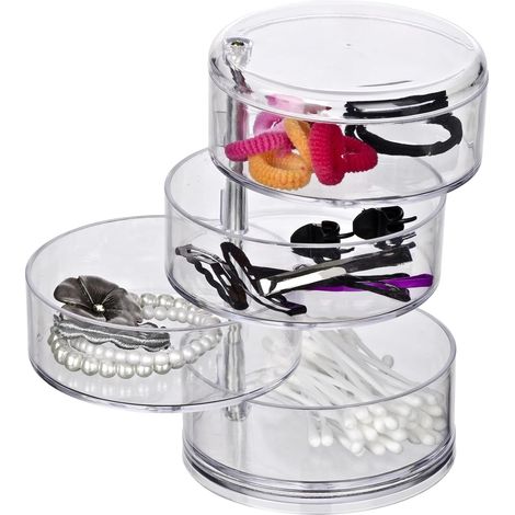 Organizador de baño, caja de almacenamiento redonda de acrílico, 4 compartimentos, Ø11,5 cm (1/5)