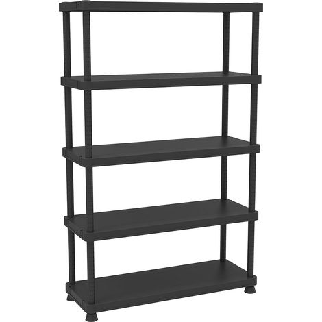 1 - Étagère Modulaire - Rayonnage Plastique - 5 Niveaux - Intérieur Et Extérieur - Garage - Gris - 120x45x187,5cm (1/5)