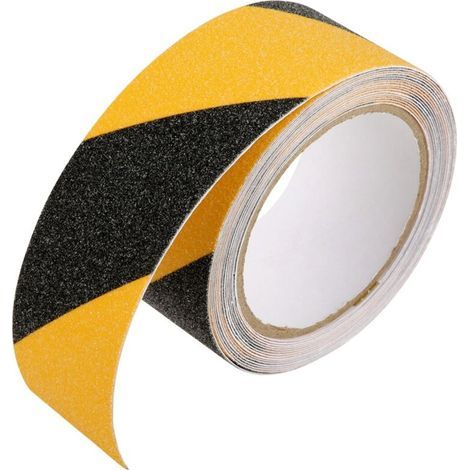 Nastro antiscivolo autoadesivo in PVC resistente all'usura, 5 cm x 5 m, per pavimenti di sicurezza (giallo e nero) (1/5)