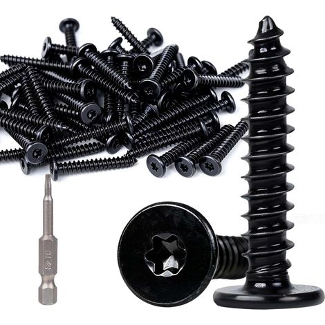 80 Pièces Vis Bois Inox Torx M3 x 25 mm Vis Bois Tete Plate Noir (1/5)